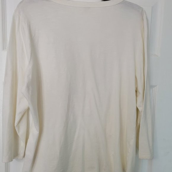 Reba cream‎ tunic top with 3/4 sleeves and beaded strands XL - Picture 5 of 8